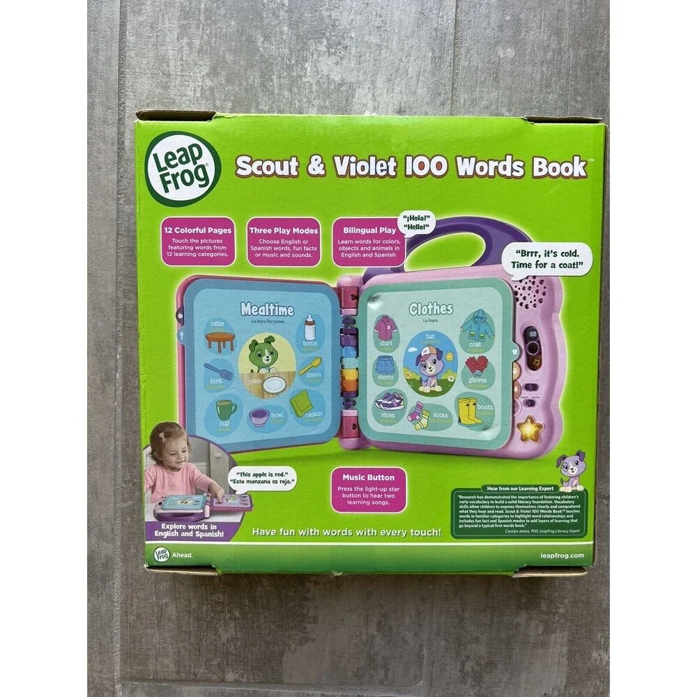 Leap Frog Scout & Violet 100 Words Book Purple Pink New Learning Montessori Toy